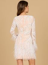 Beaded, Feather Cocktail Dress