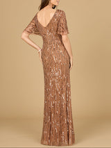 Beaded Gown With Cape Sleeves