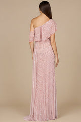 Off Shoulder Sheath Beaded Gown