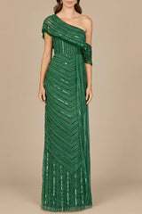 Off Shoulder Sheath Beaded Gown