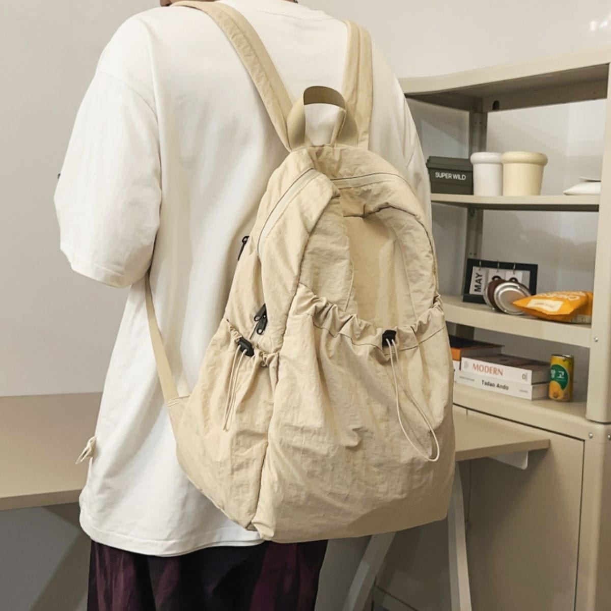 Drawstring Nylon Backpack Bag - Trendsi