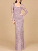 V Neck Beaded Long Sleeve Dress