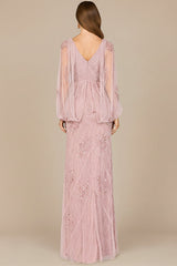 Beaded Cape Sleeve Dress