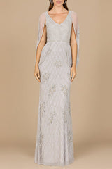 Beaded Cape Sleeve Dress