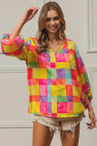 BiBi Multi Block Bubble Pop Ballon Top - Trendsi - Flyclothing LLC