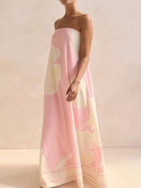 Smocked Printed Tube Maxi Dress - Trendsi - Flyclothing LLC