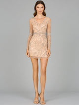 Long Sleeve V-Neck Cocktail Dress