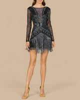 High Neck Cocktail Dress with Long Sleeves