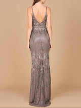 Sleeveless V-Neck Beaded Dress
