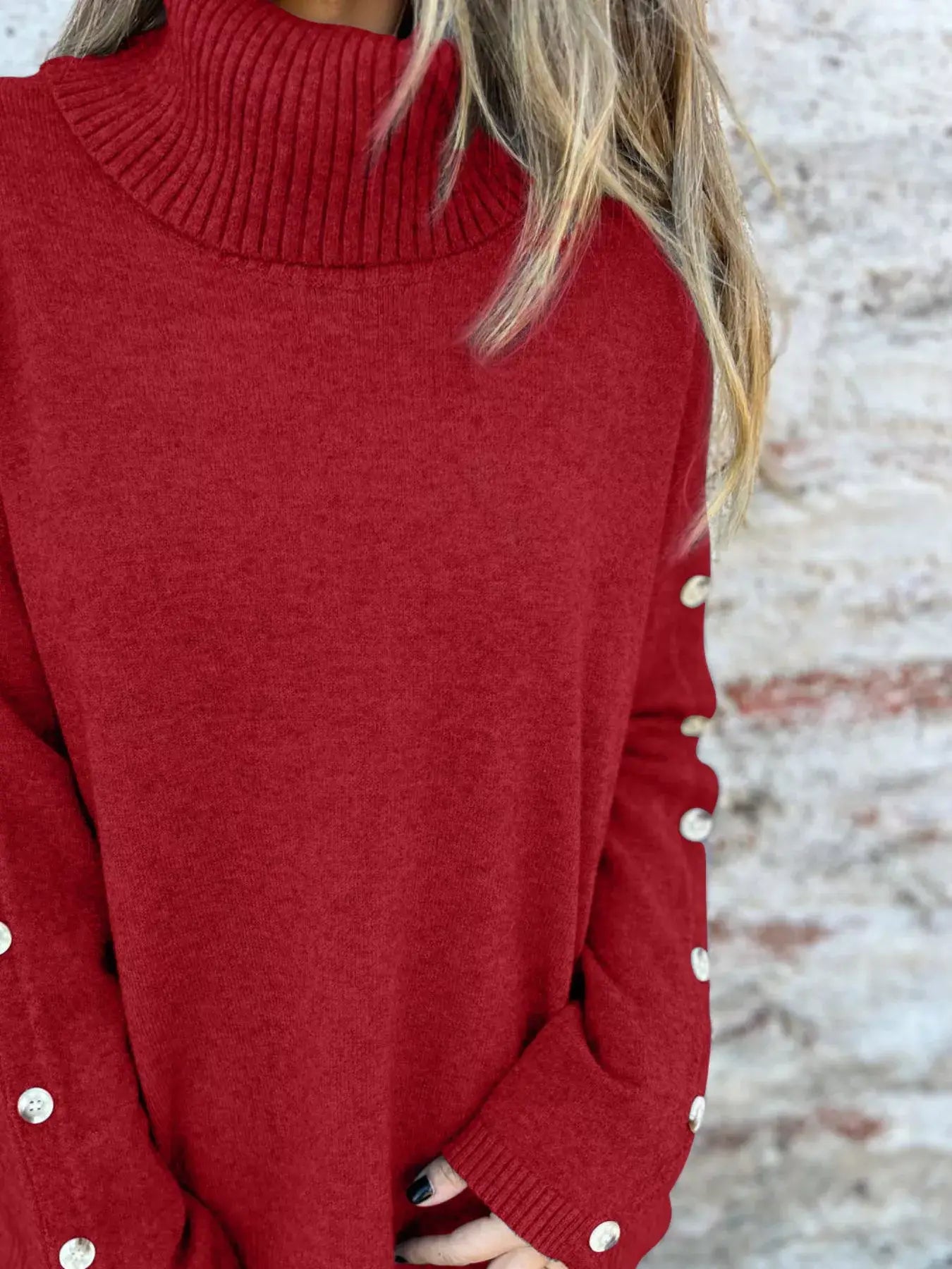 Full Size Turtleneck Long Sleeve Sweater Plus Size - Trendsi - Flyclothing LLC