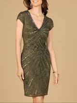 Cap Sleeve Cocktail Gown  - OUTLET