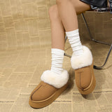 Fuzzy Trim Platform Boots - Trendsi - Flyclothing LLC