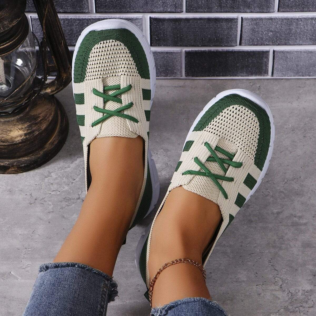 Mesh Contrast Flat Slip-Ons - Trendsi - Flyclothing LLC