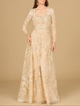 Lace Ballgown with Long Sleeves