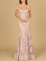 Off Shoulder Mermaid Beaded Gown