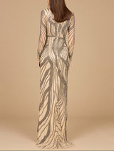 Cascading Beads Long Sleeve Dress - OUTLET