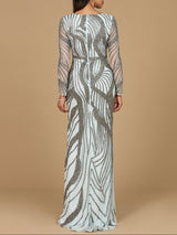 Cascading Beads Long Sleeve Dress - OUTLET
