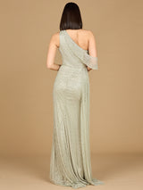 Beaded One Shoulder Dress with Train