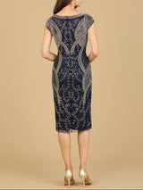 Cap Sleeve Midi Gown with High Neckline