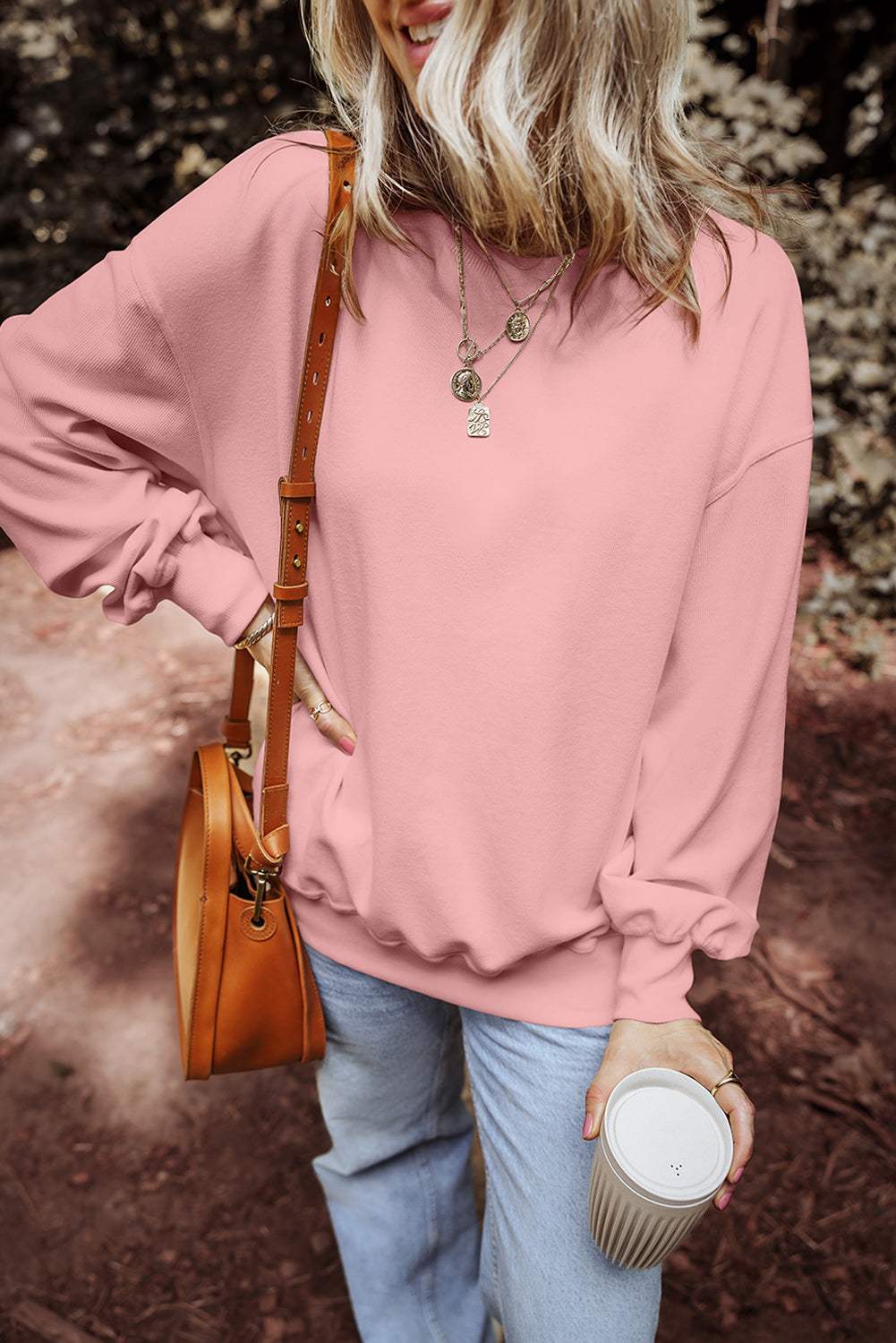 Round Neck Long Sleeve Sweatshirt - Trendsi - Flyclothing LLC