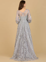 V Neckline Long Sleeve Gown