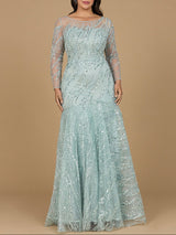 Long Sleeve Mermaid Beaded Gown