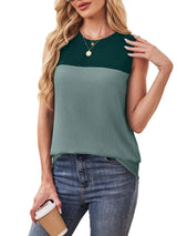 Color Block Round Neck Tank - Trendsi - Flyclothing LLC
