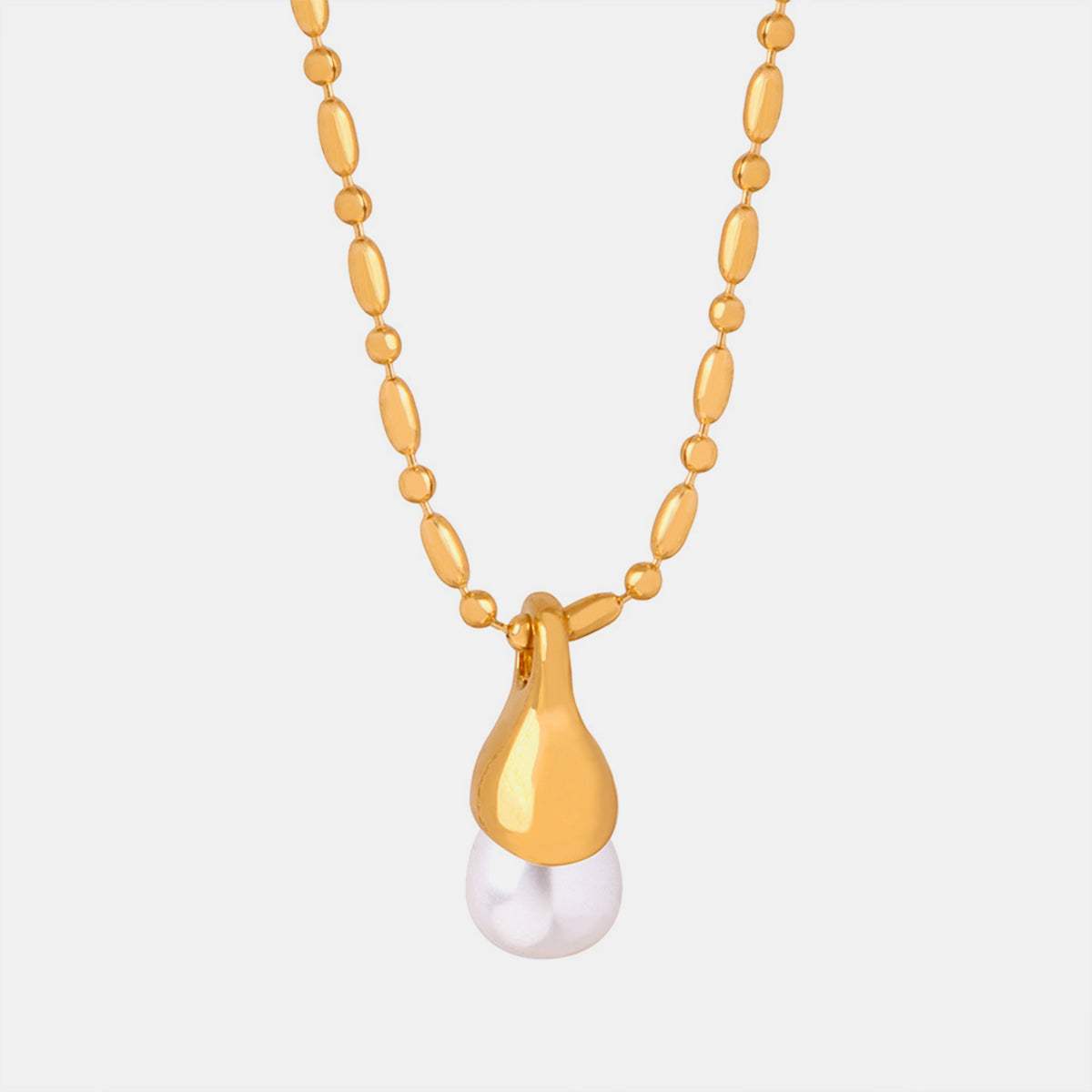 Titanium Steel Pearl Pendant Necklace - Trendsi - Flyclothing LLC