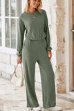 Round Neck Long Sleeve Jumpsuit - Trendsi - Flyclothing LLC