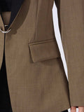 Contrast Lapel Collar Long Sleeve Blazer - Trendsi - Flyclothing LLC