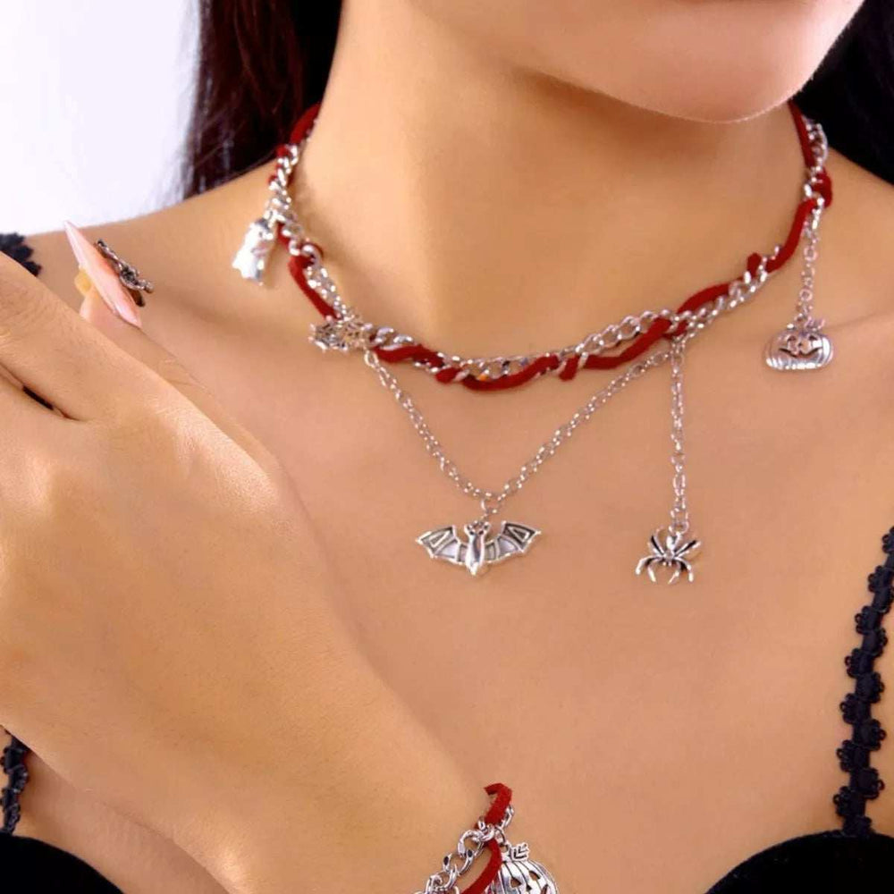 Halloween Double Layered Pendant Necklace - Trendsi - Flyclothing LLC