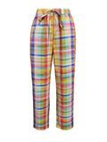 Tied Contrast Plaid Pants with Pockets - Trendsi