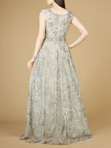 Cap Sleeve V-Neck Lace A-line Gown