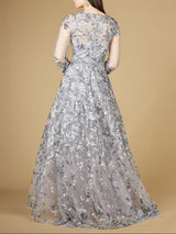 A-line Gown With Long Sleeves, V-Neckline