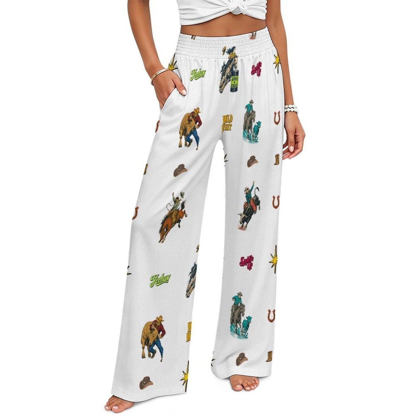 Baha Ranch The Last Roundup Rodeo High Waisted Wide Leg Pants - Baha Ranch Western Wear - Flyclothing LLC