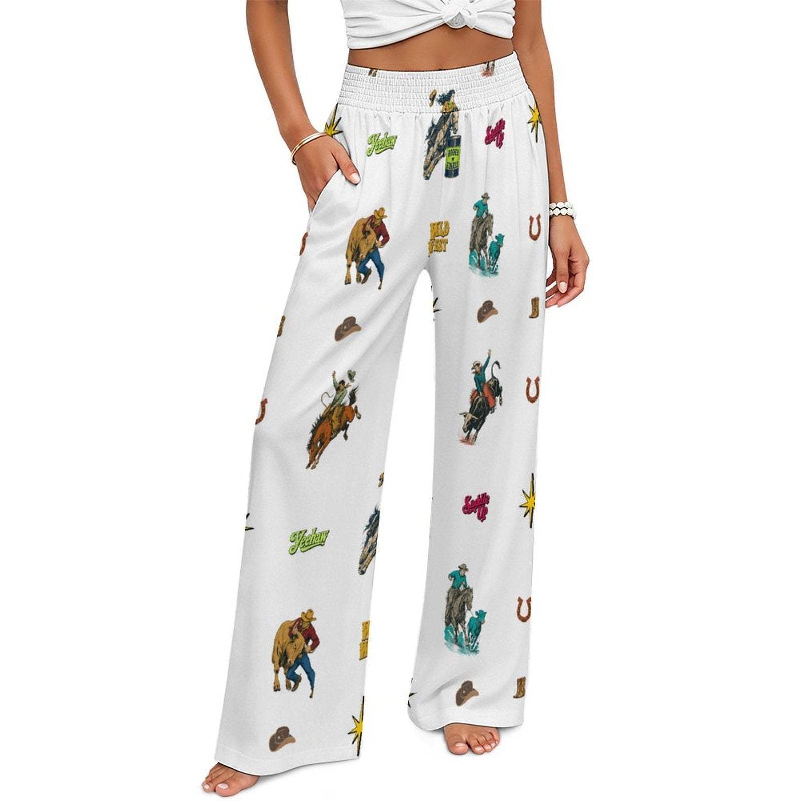 Baha Ranch The Last Roundup Rodeo High Waisted Wide Leg Pants - Baha Ranch Western Wear - Flyclothing LLC