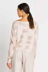 Pima Cotton Paintbrush Sweater - White/Putty - PLANET by Lauren G - Flyclothing LLC