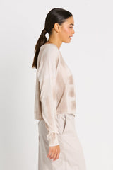 Pima Cotton Paintbrush Sweater - White/Putty - PLANET by Lauren G - Flyclothing LLC