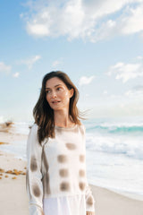 Pima Cotton Paintbrush Sweater - White/Putty - PLANET by Lauren G - Flyclothing LLC