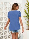 Swiss Dot Lace Detail V-Neck Blouse - Trendsi - Flyclothing LLC