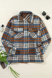 Plaid Collared Neck Jacket with Chest Pockets - Trendsi - Flyclothing LLC