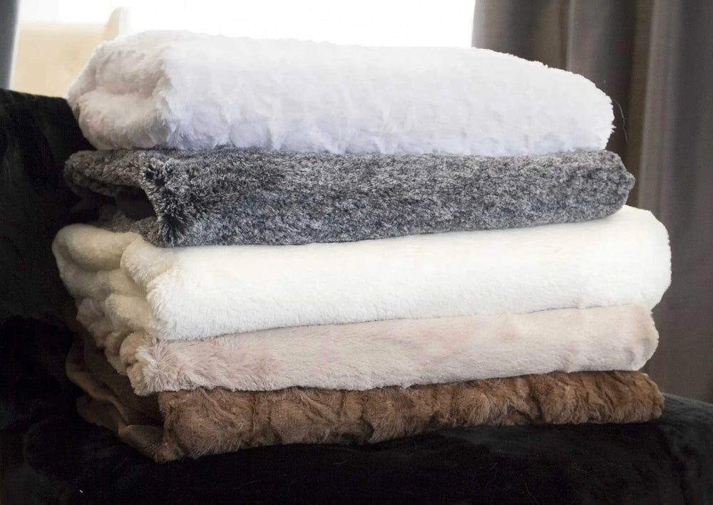 50" X 70" Ivory Faux Fur Plush Throw Blanket with Embroidery - Homeroots - Flyclothing LLC
