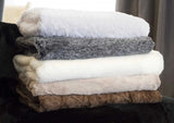 50" X 70" Ivory Faux Fur Plush Throw Blanket with Embroidery - Homeroots - Flyclothing LLC