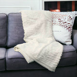 50" X 70" Ivory Faux Fur Plush Throw Blanket with Embroidery - Homeroots - Flyclothing LLC