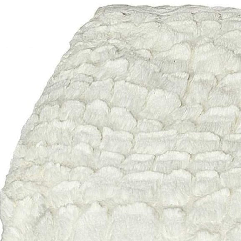 50" X 70" Ivory Faux Fur Plush Throw Blanket with Embroidery - Homeroots - Flyclothing LLC