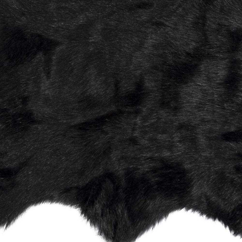 2' X 3' Black Faux Sheepskin Animal Print Washable Area Rug - Homeroots - Flyclothing LLC