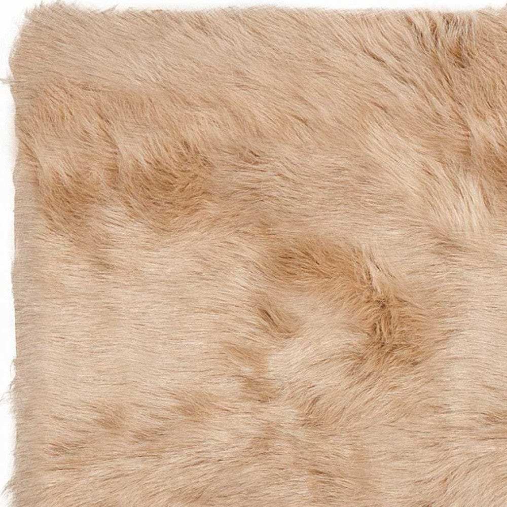 2' X 3' Tan Faux Fur Rectangular Area Rug - Homeroots - Flyclothing LLC