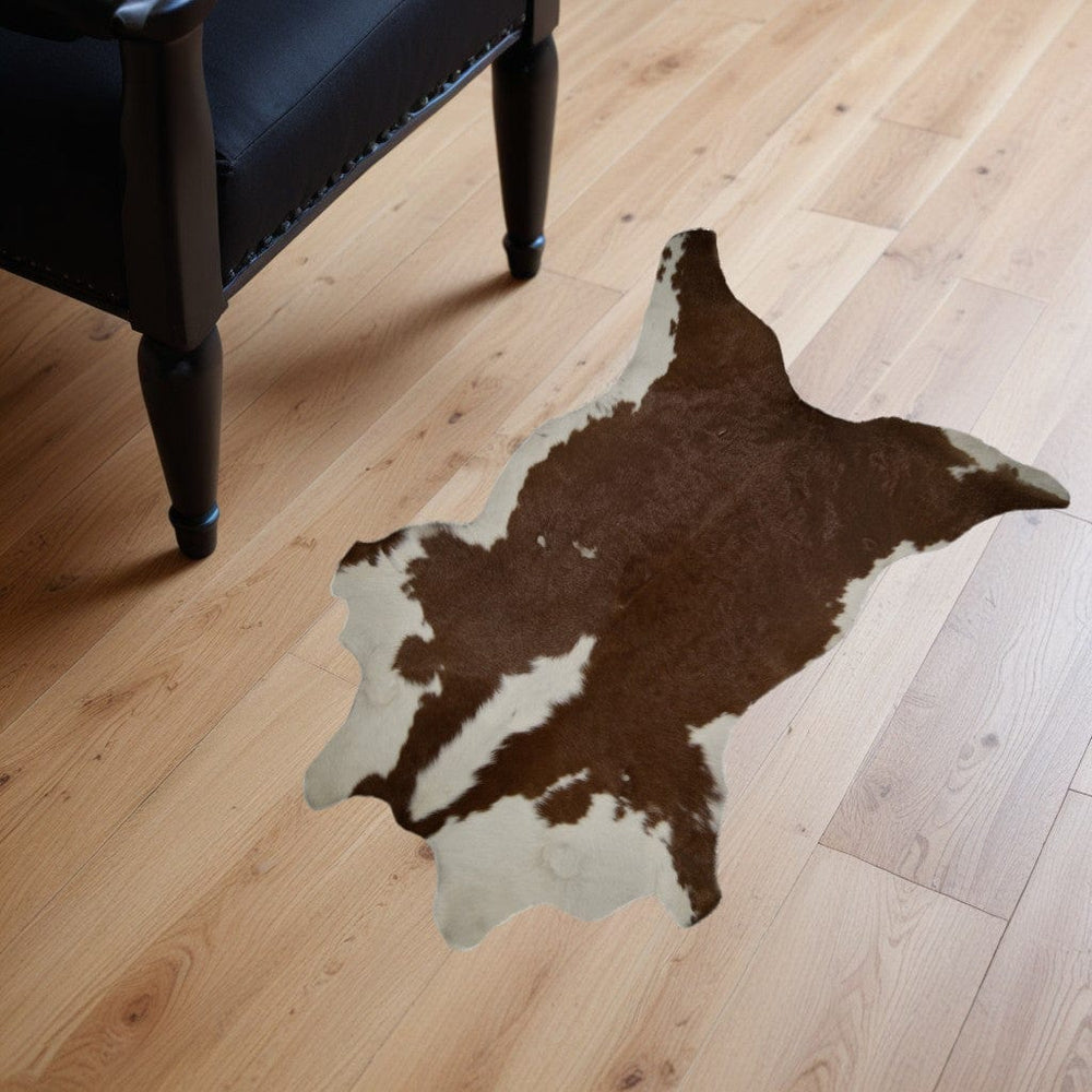 2' X 3' Brown and White Cowhide Hand Woven Area Rug - Homeroots