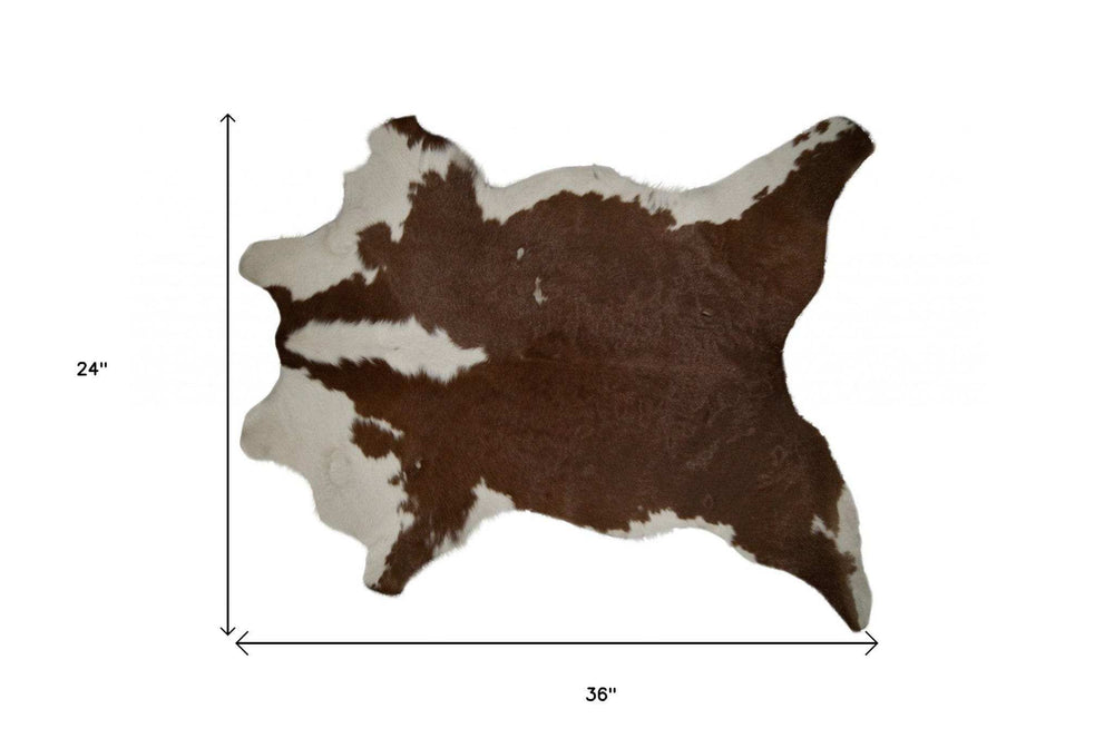 2' X 3' Brown and White Cowhide Hand Woven Area Rug - Homeroots - Flyclothing LLC