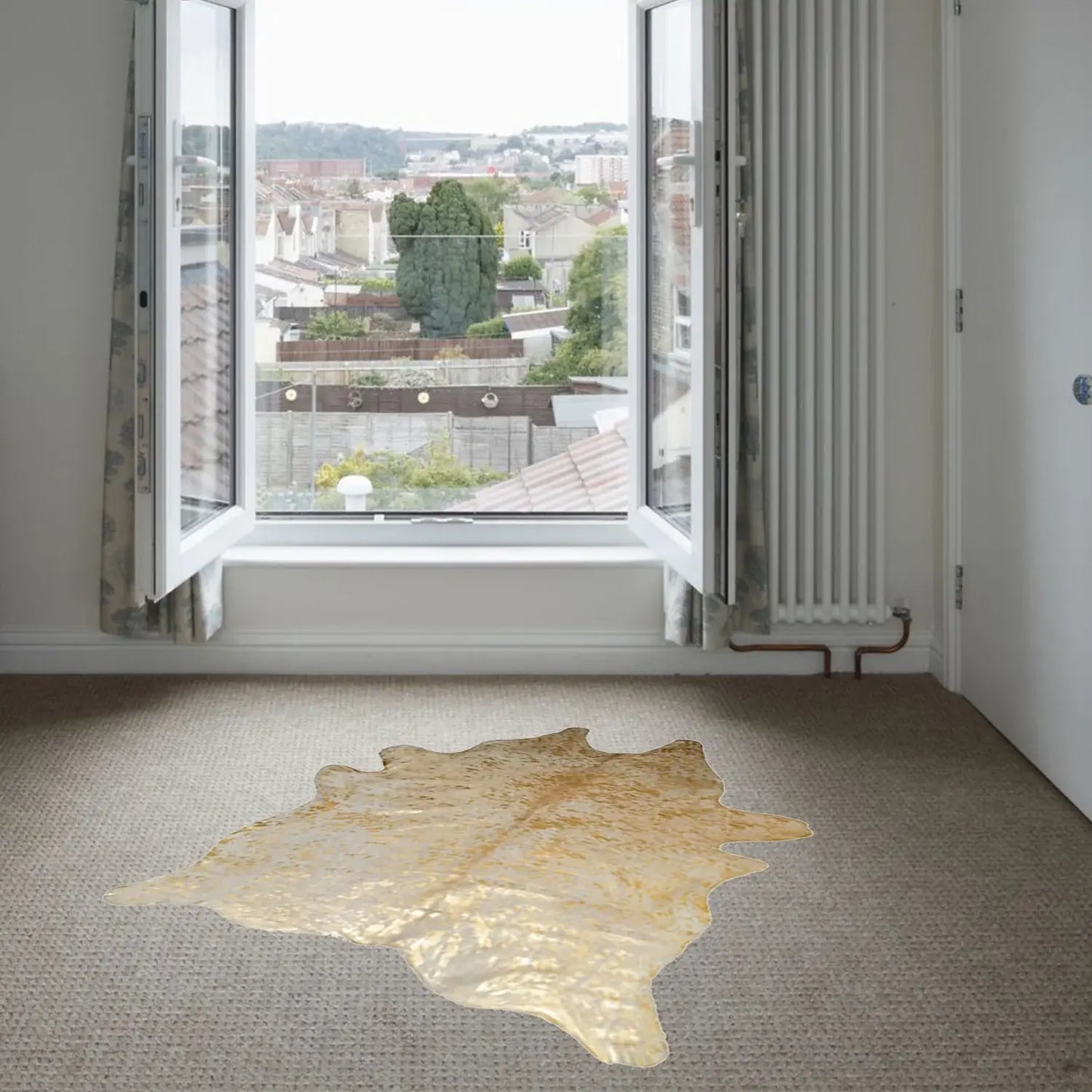6' X 7' Natural And Gold Genuine Cowhide Area Rug - Homeroots - Flyclothing LLC